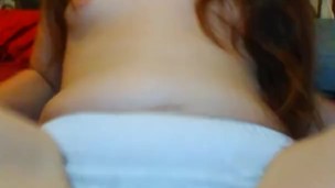 Horny Very HAIRY Pink Pussy Camgirl Slut Works Clit Clitoris in Good Girl Modest White Panties