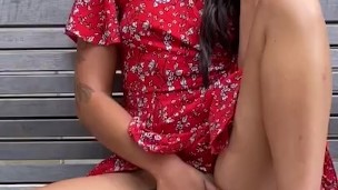 Flashing my husband in public and playing with my pussy