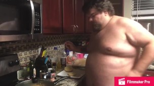 My big meat fills small Hawaiian buns while everyone watches 