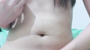 clean ladyboy shoots load of cum front cam