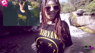 studentessa italiana timida fotografata nuda al fiume, modella instagram nuda