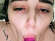 BJ with purple dildo