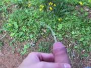 Pissing outdoor in the forest