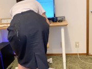 夏服OLのスカートに背後からぶっかけ cum onto office skirt 15/16