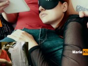 Watch porn, fucking in the mouth and cum in the throat of a  girlfriend, deep blowjob close up 4/16