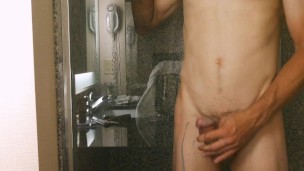 Huge Cum Load on Glass Door