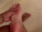 playing with my feet in shower 