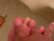 Spreading my toes In the shower 2/16