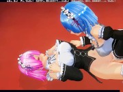 3D HENTAI Rem and Ram from anime Re:Zero cum together 10/16