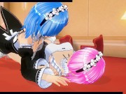 3D HENTAI Rem and Ram from anime Re:Zero cum together 11/16