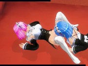 3D HENTAI Rem and Ram from anime Re:Zero cum together 6/16