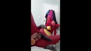 Rubber bird fursuiter Teasing and Toying for all to see