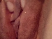 Loud moaning BBW rubbing very wet pussy til orgasm close up