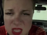 Dominatrix girlfriend wants a quickie in the car. POV, Role-Play, Exhibitionist, Car Sex 15/16