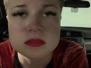 Dominatrix girlfriend wants a quickie in the car. POV, Role-Play, Exhibitionist, Car Sex 16/16