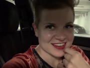 Dominatrix girlfriend wants a quickie in the car. POV, Role-Play, Exhibitionist, Car Sex 2/16