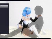 3D HENTAI Fucked in the bedroom Rem from anime RE: Zero 11/16