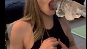 Dildo BJ with lots of spit