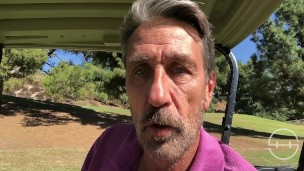 My huge dick peeking out of my pants on the golf course!