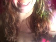 Busty cougar self pleasures after shower smoking pussy fingering lick eat her cum  11/16