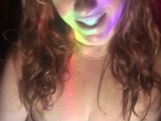 Busty cougar self pleasures after shower smoking pussy fingering lick eat her cum  14/16