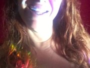 Busty cougar self pleasures after shower smoking pussy fingering lick eat her cum  6/16