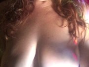 Busty cougar self pleasures after shower smoking pussy fingering lick eat her cum  7/16