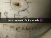 Another man get her turn to fuck my wife in gangbang with no condom!! [Cuckold. Snapchat]