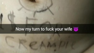 Another man get her turn to fuck my wife in gangbang with no condom!! [Cuckold. Snapchat]