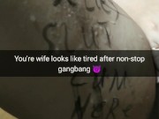 Wife relaxing after 6-hours breeding gangbang! Hope she pregnant now [Cuckold. Snapchat]