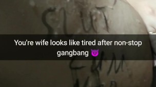Wife relaxing after 6-hours breeding gangbang! Hope she pregnant now [Cuckold. Snapchat]