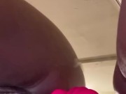 Ebony babe fucks on mirror