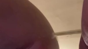 Ebony babe fucks on mirror