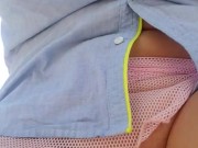 Bicycling no panties boobs bouncing