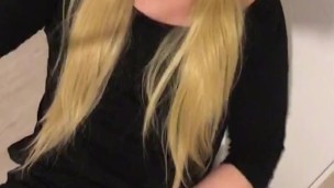 Sexy blonde crossdresser cums for you