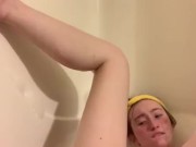 Teenager plays with dildo in the bath