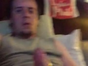 Stroking my hard fat cock