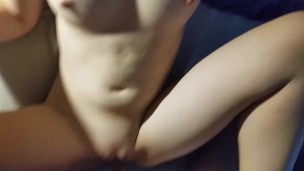 Amateur homemade quickie. Cuming on her body after fucking tight pussy 
