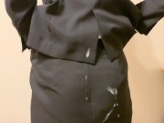 リクルートスーツを着た嫁と着衣セックス cum onto office skirt 15/16