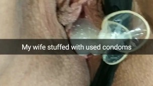 My wife double penetrated by two used condoms! I found condoms full of cum in wife pussy!