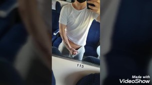 Fun in the train public cum