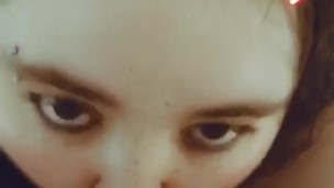 Snapchat girl sucks dildo POV