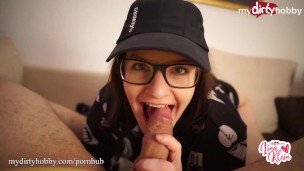 MyDirtyHobby - Nerdy college teen riding in reverse cowgirl and facialized by roommate