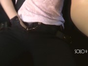 Innocent schoolgirl plays with pussy in Uber, until driver sees, public masturbation in a taxi 15/16