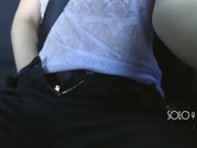 Innocent schoolgirl plays with pussy in Uber, until driver sees, public masturbation in a taxi 7/16