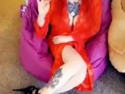 Horny red hair beauty sucks off popsicle ;)