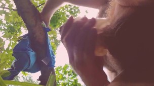 Transparent vagina massages dick while Pipedream cock is stretching asshole - in the forest