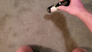 Pov freshly showered and trimed male strokes cock
