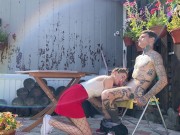 Invited a real prostitute in fishnet tights to cottage and fucked hard 6/16