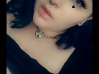 Chubby goth girl shows you her tits
